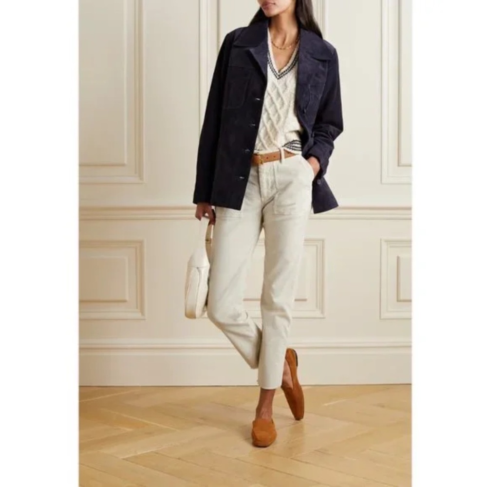 NILI LOTAN Pants Women’s Jenna Cropped Corduroy Slim in Winter White Size 6